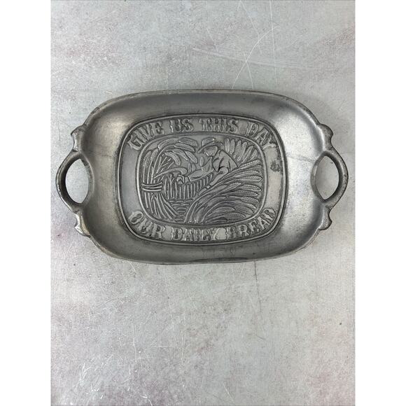 Vintage 1972 SMC Sexton & Wilton Pewter Tray Give Us This Day Our Daily Bread - Picture 1 of 8